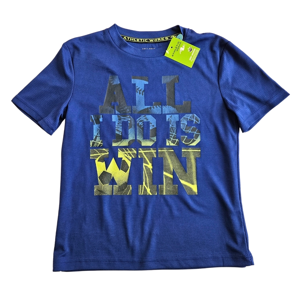 Athletic Works Kids Dry Fit Tee in Blue with Graphic Print